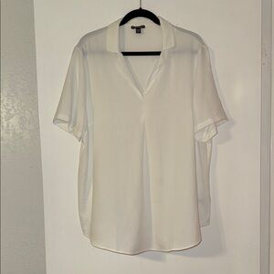 Hilary Radley White Polo Collar Short Sleeve Blouse. New! Size XXL